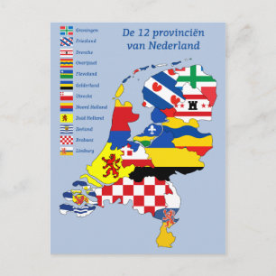Cartão Postal Bandeira da província em Map Holland