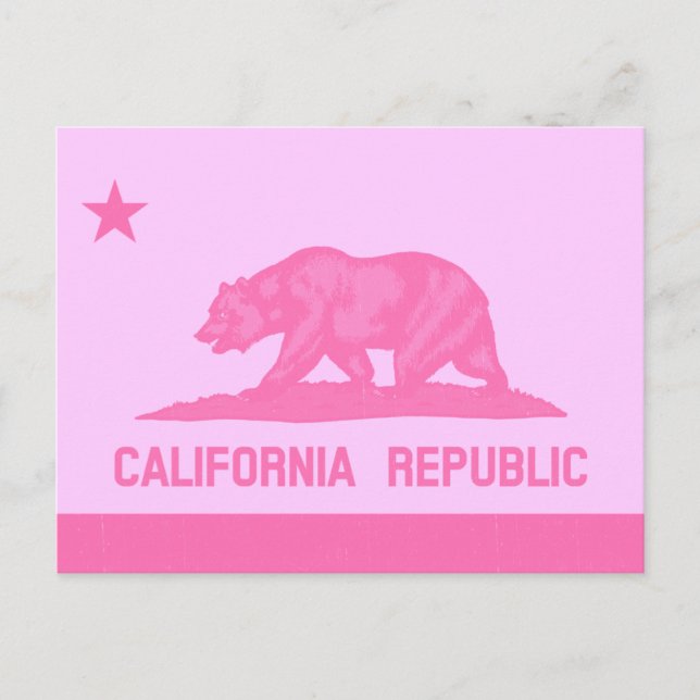 Cartão Postal Bandeira da República da Califórnia (rosa) (Frente)