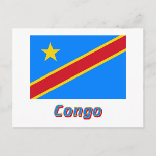 Cartão Postal Bandeira da República Democrática do Congo com N