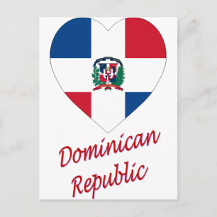 Cartão Postal Bandeira da República Dominicana Coração com Nome