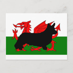 Cartão Postal bandeira da silhueta do cardigan welsh corgi
