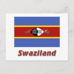 Cartão Postal Bandeira da Suazilândia com Nome