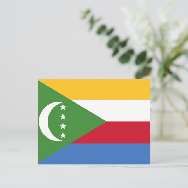 Cartão Postal Bandeira das Comores (Em pé/Frente)