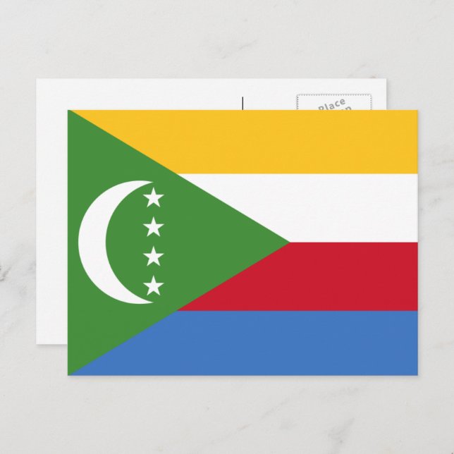 Cartão Postal Bandeira das Comores (Frente/Verso)