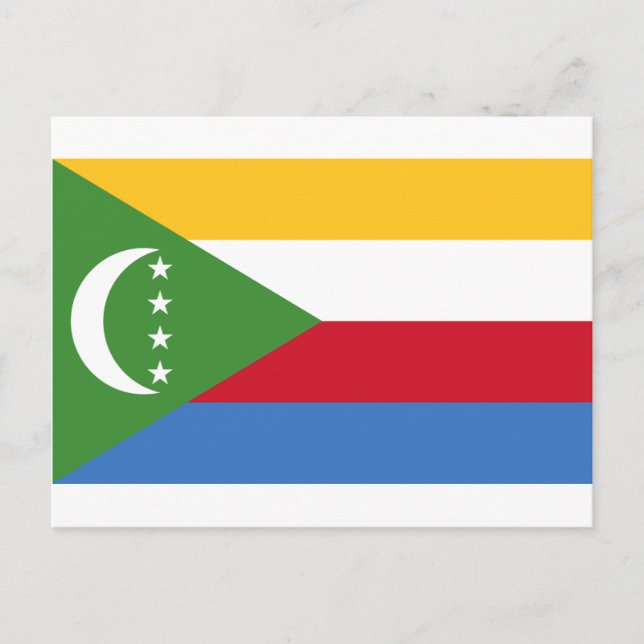 Cartão Postal Bandeira das Comores Baixo Custo! (Frente)