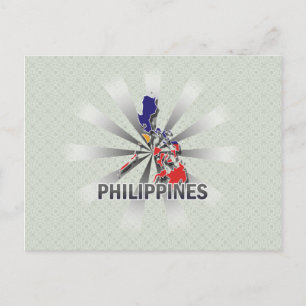 Cartão Postal Bandeira das Filipinas Mapa 2.0