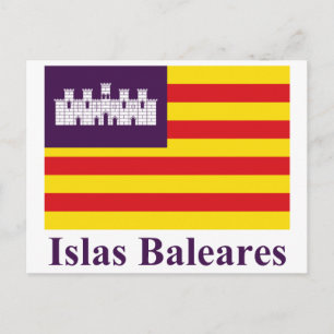 Cartão Postal Bandeira das Ilhas Baleares com nome