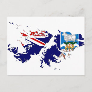Cartão Postal Bandeira das Ilhas Malvinas (Falkland) Mapa FK
