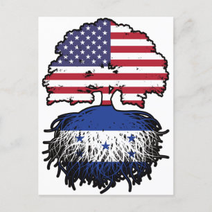 Cartão Postal Bandeira das Raízes da Árvore Americana de Hondura