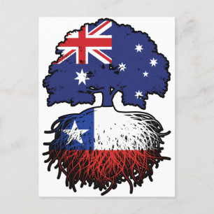 Cartão Postal Bandeira das Raízes da Árvore Australiana do Chile