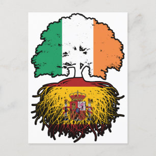 Cartão Postal Bandeira das Raízes da Árvore da Irlanda espanha