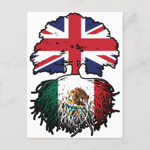 Cartão Postal Bandeira das Raízes da Árvore no Reino Unido mexic