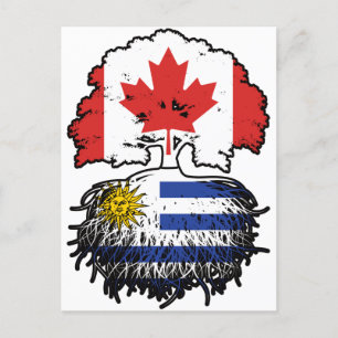 Cartão Postal Bandeira das Raízes das Árvores do Canadá Uruguai
