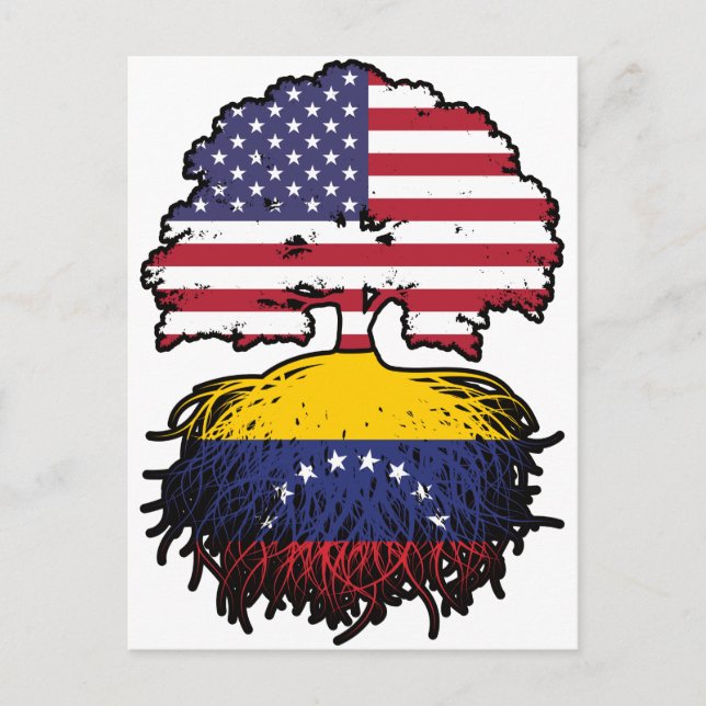 Cartão Postal Bandeira das Raízes de Árvore Venezuela americana (Frente)
