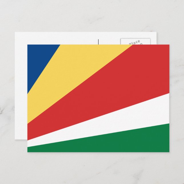 Cartão Postal Bandeira das Seicheles, pavilhão das Seicheles (Frente/Verso)