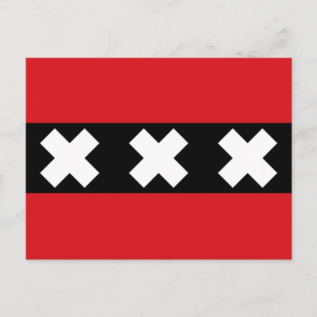 Cartão Postal Bandeira de Amsterdã, Holanda (Frente)