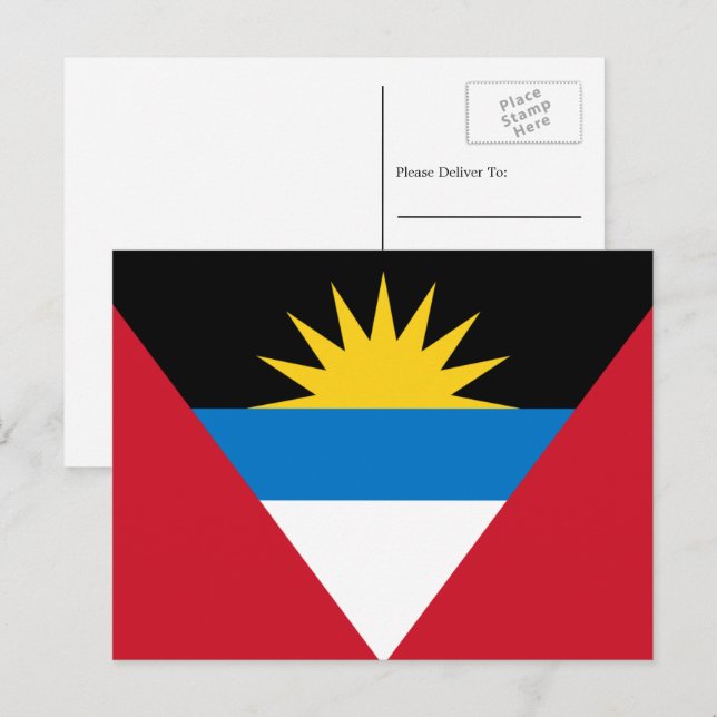 Cartão Postal Bandeira de Antígua e Barbuda, Antíguan Barbudan (Frente/Verso)