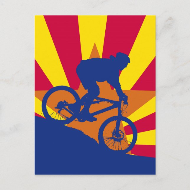Cartão Postal Bandeira de Arizona de bicicleta de montanha (Frente)