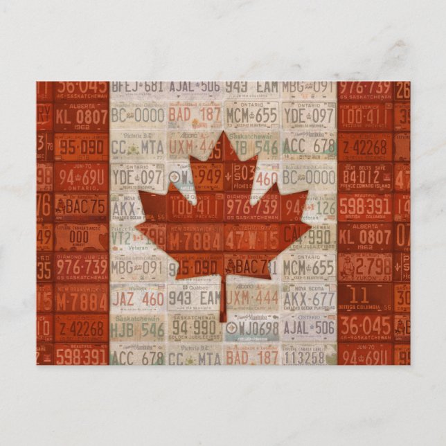 Cartão Postal Bandeira De Arte De Placa De Licença Do Canadá (Frente)