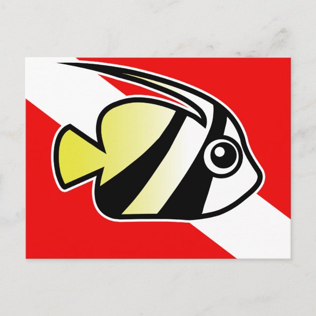 Cartão Postal Bandeira de Bannerfish Cartoon (Frente)