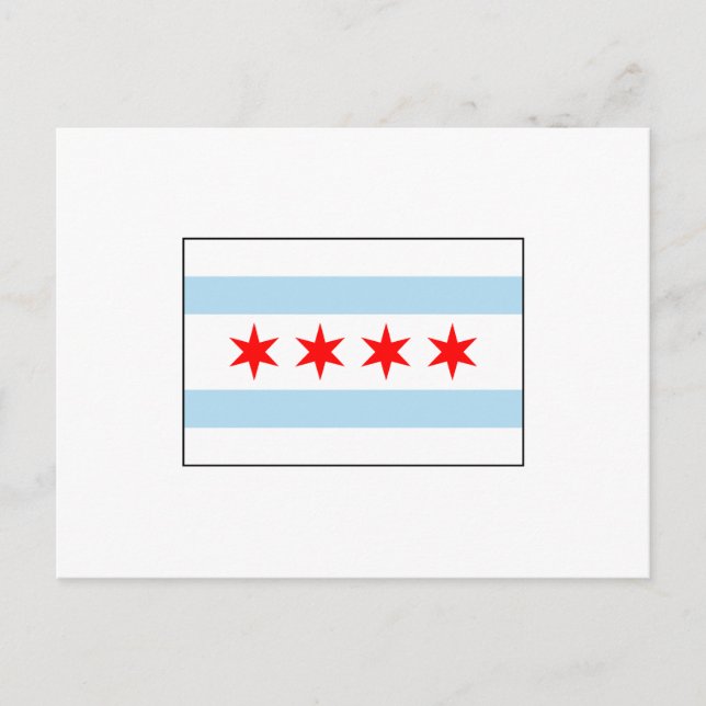 Cartão Postal Bandeira de Chicago, Illinois EUA (Frente)