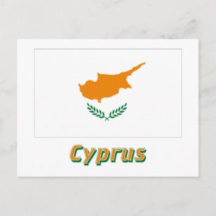 Cartão Postal Bandeira de Chipre com Nome
