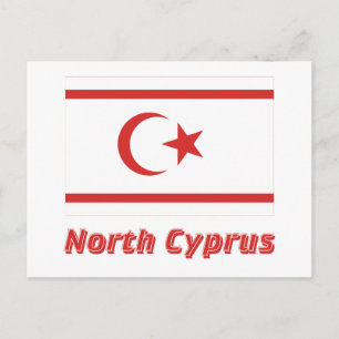 Cartão Postal Bandeira de Chipre do Norte com Nome