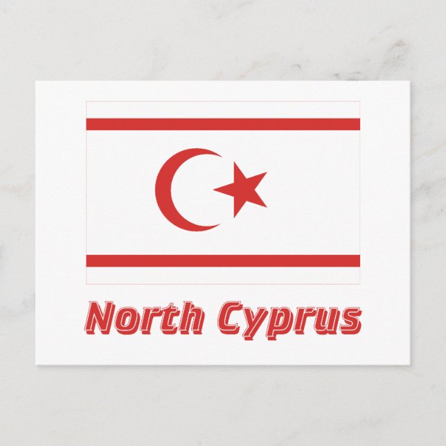 Cartão Postal Bandeira de Chipre do Norte com Nome (Frente)