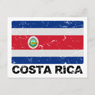 Cartão Postal Bandeira de Costa Rica Vintage