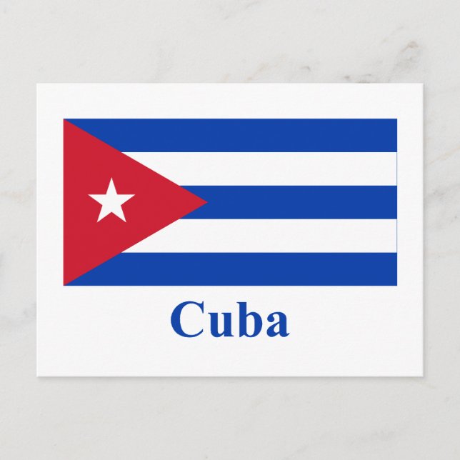 Cartão Postal Bandeira de Cuba com Nome (Frente)
