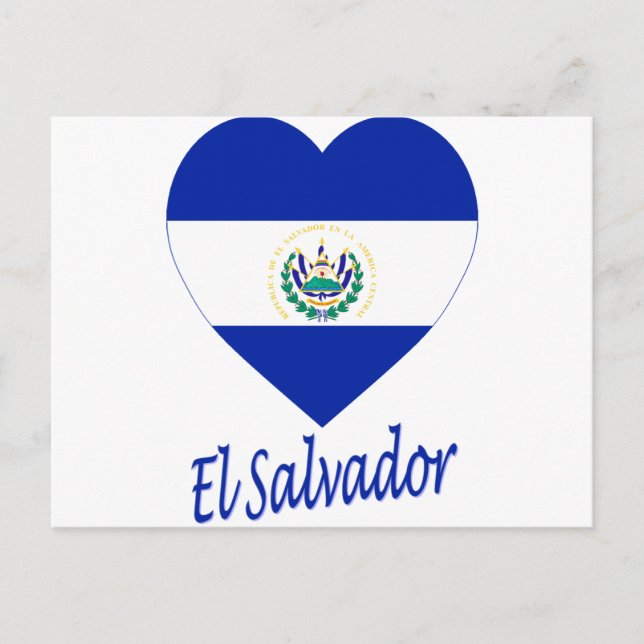 Cartão Postal Bandeira de El Salvador Coração (Frente)