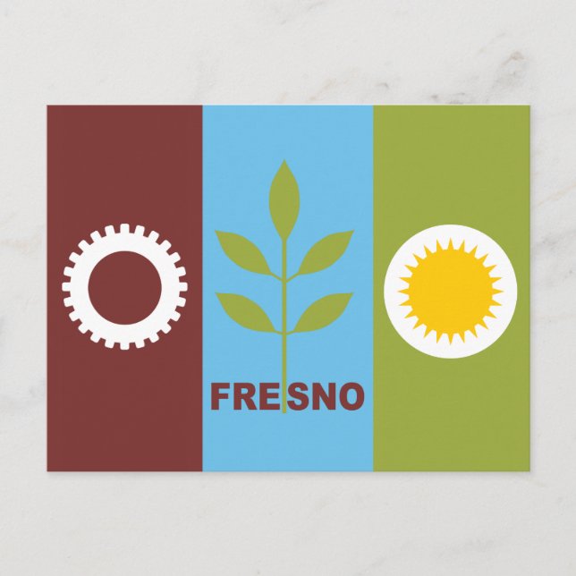 Cartão Postal Bandeira de Fresno (Frente)