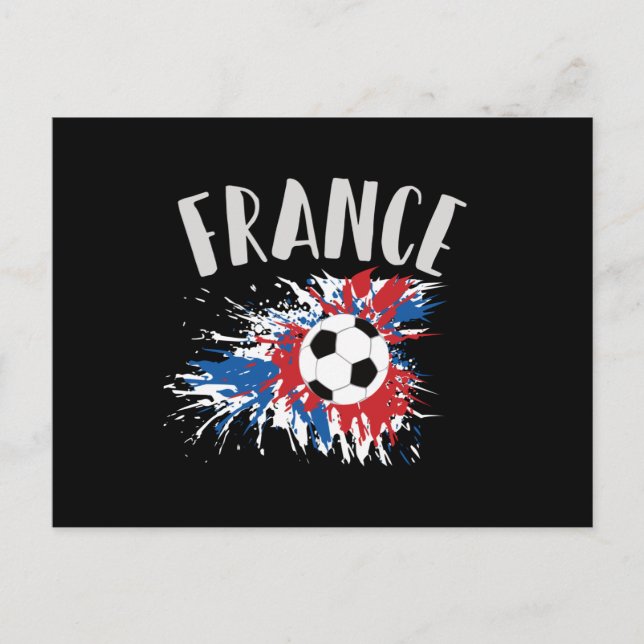 Cartão Postal Bandeira de Grunge da Bola de Futebol da França (Frente)