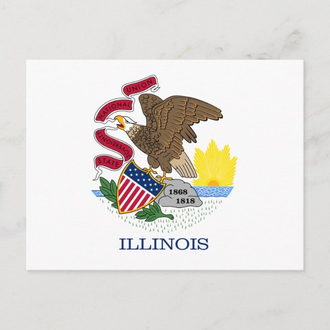 Cartão Postal Bandeira de Illinois (Frente)