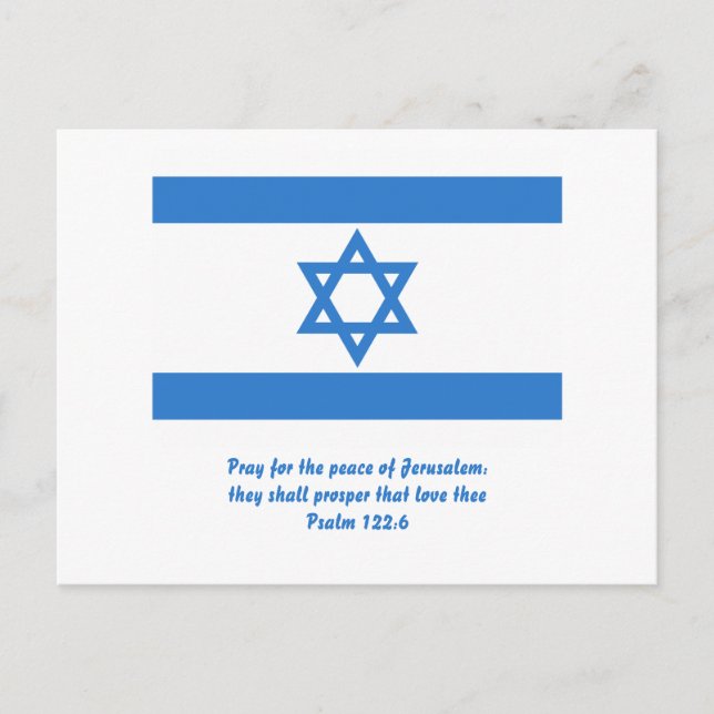 Cartão Postal Bandeira de Israel, (Frente)