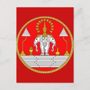 CARTÃO POSTAL BANDEIRA DE LAOS TRÊS ELEFANTE DE CABEÇA
