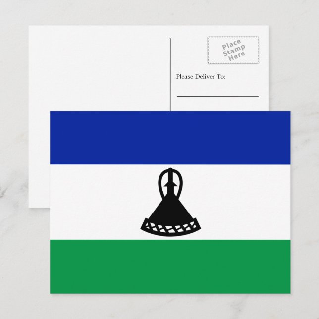 Cartão Postal Bandeira de Lesoto, Bandeira de Lesoto (Frente/Verso)