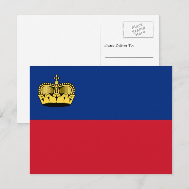 Cartão Postal Bandeira de Liechtenstein, Bandeira Liechtenstein (Frente/Verso)