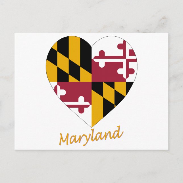 Cartão Postal Bandeira de Maryland Coração (Frente)
