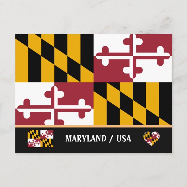 Cartão Postal Bandeira de Maryland & Maryland Estado EUA /Améric (Frente)