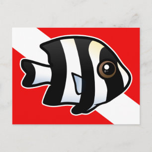 Cartão Postal Bandeira de Mergulho Damselfish de Quatro Bandeira