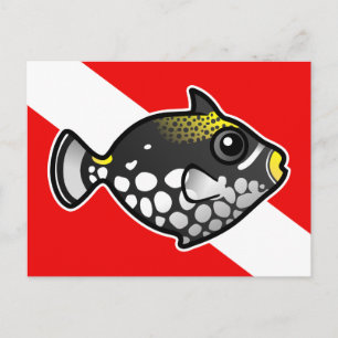 Cartão Postal Bandeira de Mergulho do Peixe-Palhaço Gatilho Fofo