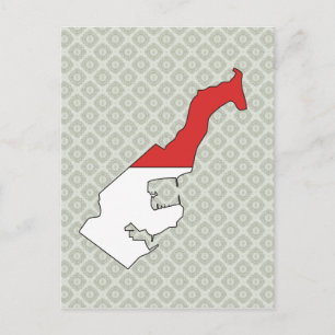 Cartão Postal Bandeira de Mônaco Mapa tamanho cheio