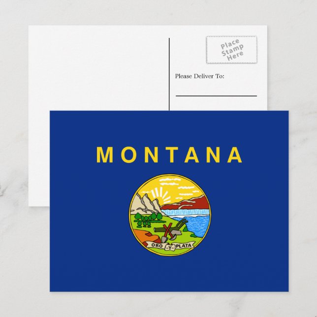 Cartão Postal Bandeira de Montana (Frente/Verso)
