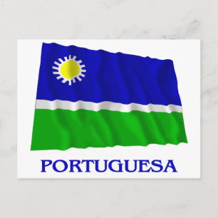 Cartão Postal Bandeira de Onda Portuguesa com Nome