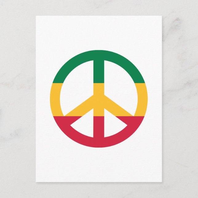 Cartão Postal Bandeira de paz Reggae (Frente)