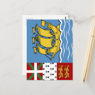Cartão Postal Bandeira de Pierre e Miquelon santo