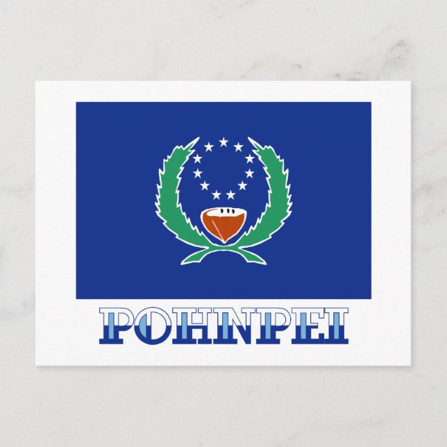 Cartão Postal Bandeira de Pohnpei, com nome (Frente)