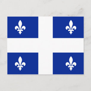 Cartão Postal Bandeira de Quebec PQ Qc com fleur de lys