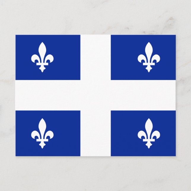 Cartão Postal Bandeira de Quebec PQ Qc com fleur de lys (Frente)